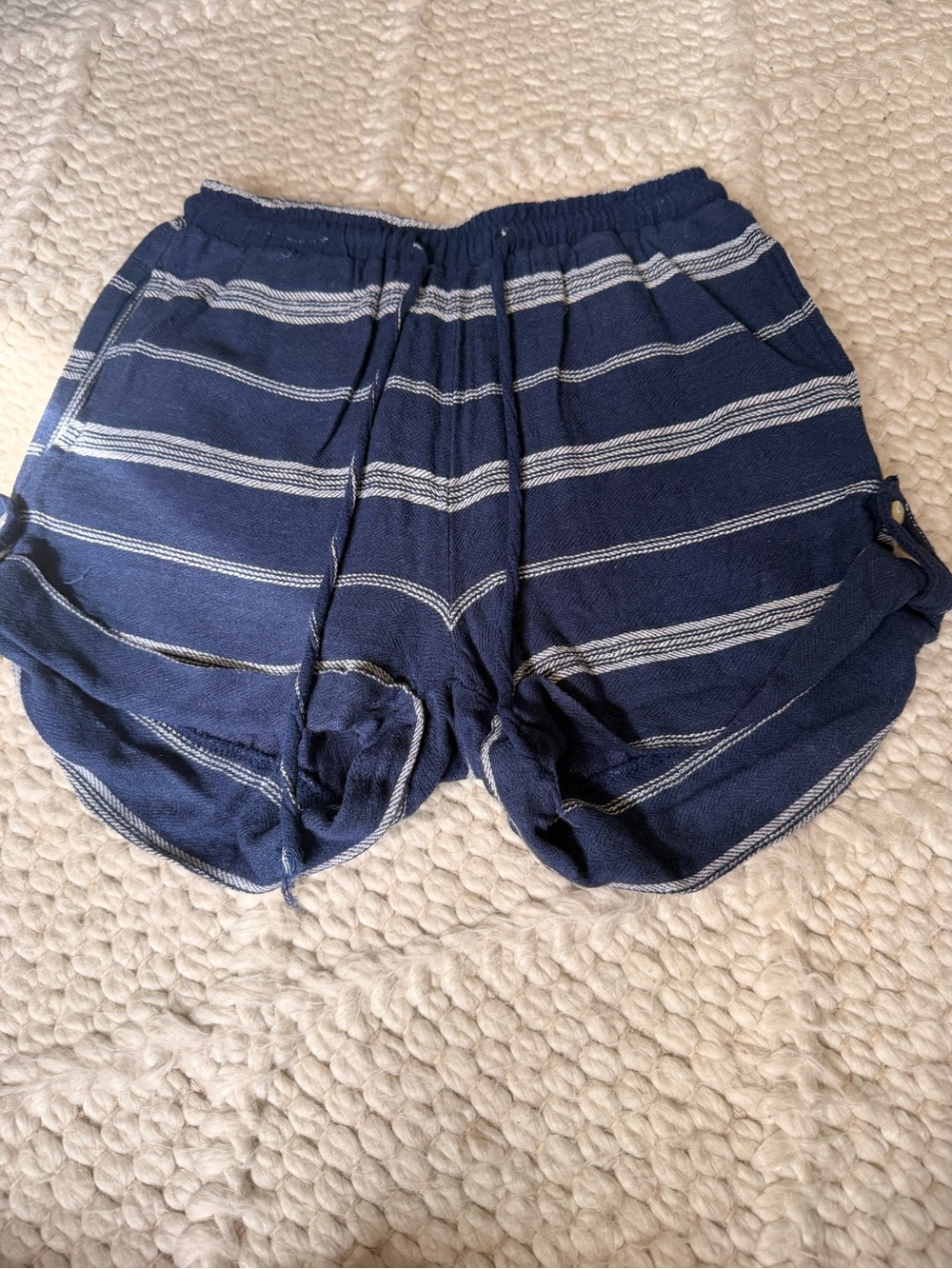 Navy Striped Women's Lounge Shorts